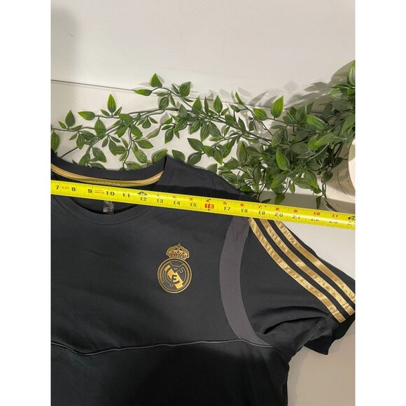 Adidas Real Madrid Climalite Short Sleeve T-Shirt Black/Gold Mens 2XL - Picture 15 of 15